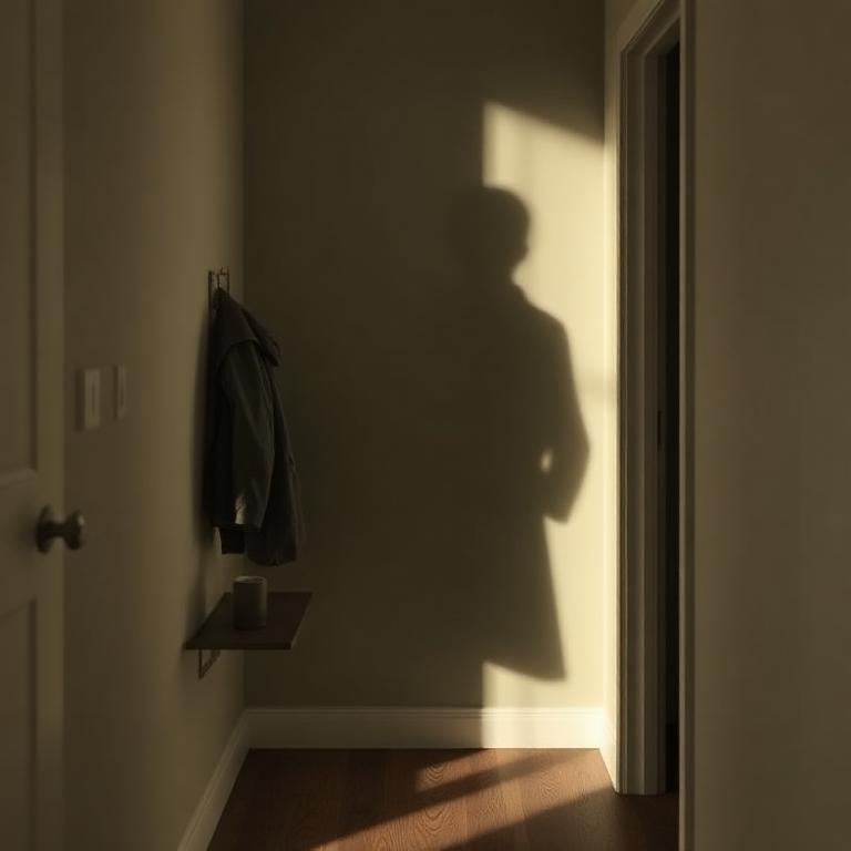 Dim hallway with shadows, as it can appear with dementia